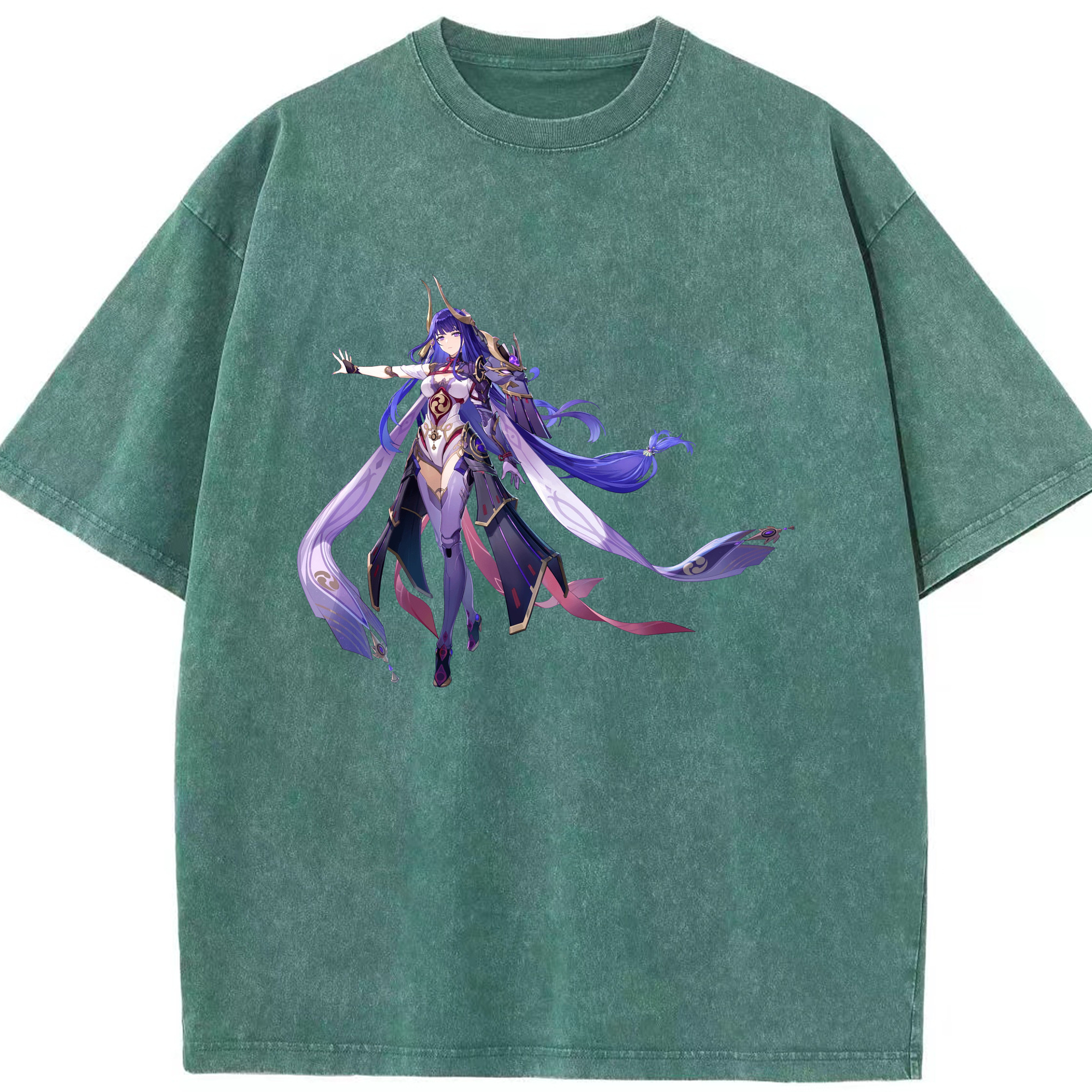 げんし神 雷電将軍 らいでんしょうぐん genshin Raiden Shogun 綿100% ヴィンテージ風 半袖Tシャツ（フロントプリント）